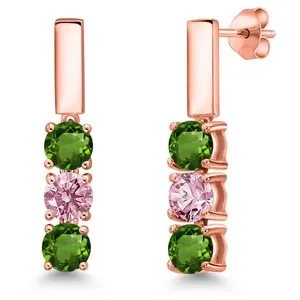 Authentic The Verdant Heart & Rose Flame: Chrome Diopside and Lab-Grown Diamond Talisman in 18K Rose Gold Plated Setting