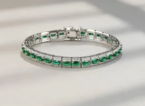 Authentic Verdant Constellation Green Spinel and Gold Tennis Bracelet