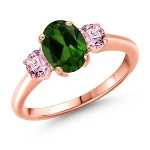 Authentic 1.70 Ct Green Chrome Diopside Pink Lab Grown Diamond 18K Rose Gold Plated