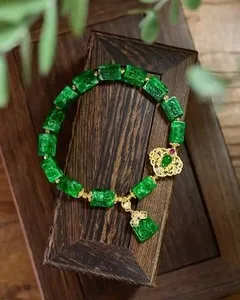 Authentic Natural Genuine A grade Green Jade 925SILVER AND gold plated pearl Bracelet