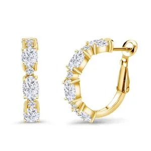 Authentic 18K Yellow Gold Plated Silver Oval Gemstone Birthstone and White Diamond Accent