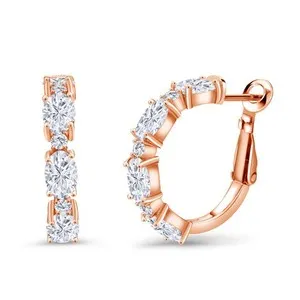 Authentic 18K Rose Gold Plated Silver Oval Gemstone Birthstone and White Lab Grown