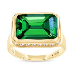 Authentic 6.15 Ct Solitaire Ring 10X14MM Zambian Green Emerald 925 Sterling Silver