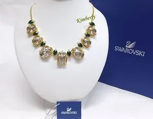 Authentic Swarovski Haven Necklace Clear & Green Crystal Gold-Plated Authentic 5288945