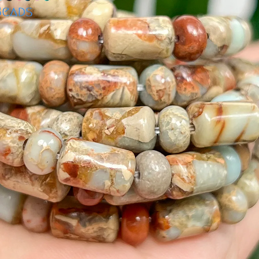 Authentic 4x6x10mm Natural Shoushan Sea Sediment Jasper Loose Spacer Beads for Jewelry Making DIY Bracelet Necklace Accessories