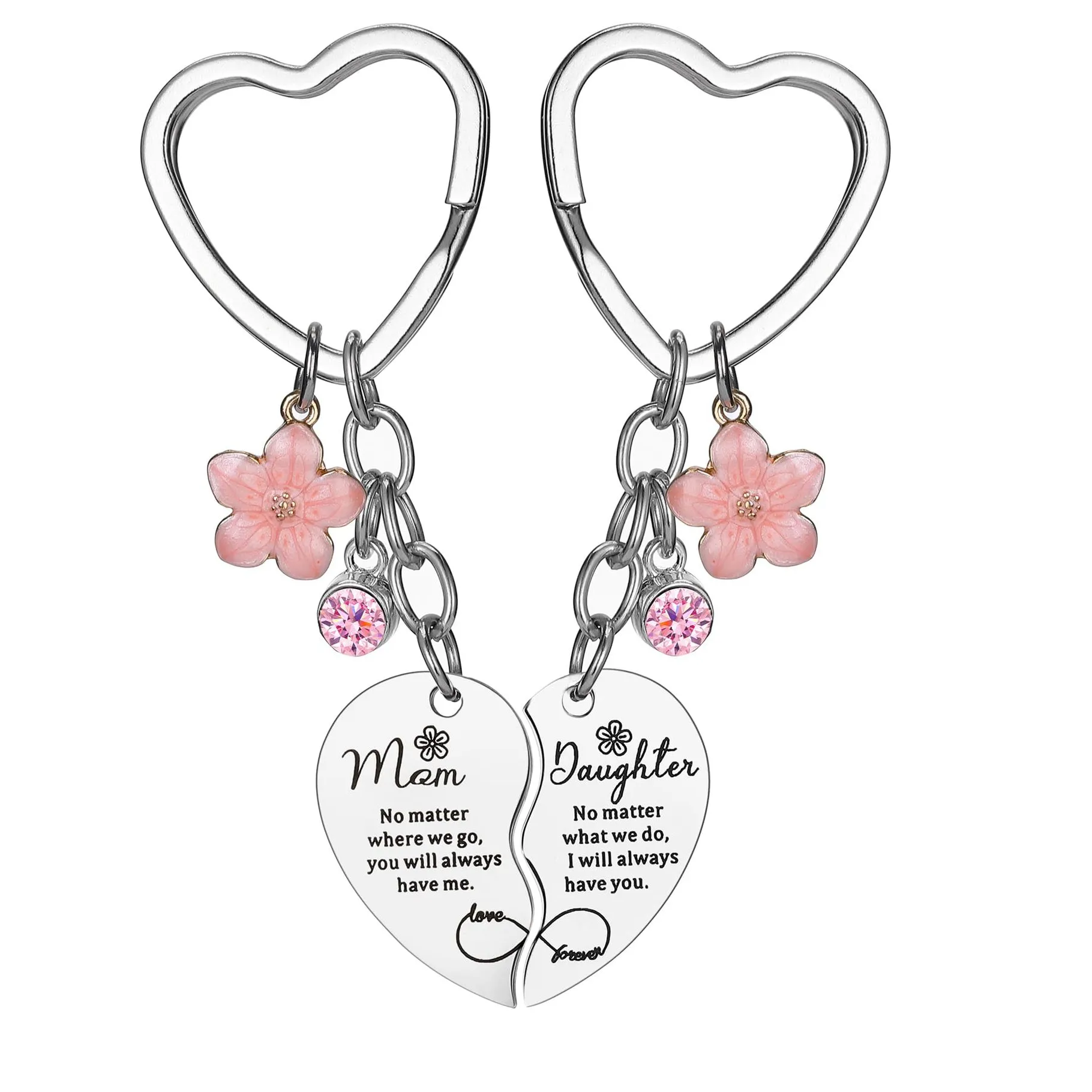 Authentic Mother's Day Recommendation, Heart-Shaped Mother-Daughter Keychain Set, 2 Pieces, Memorial for Mom and Daughter, Bag Charm, Bag Pendant Keychain, Keychain For Bags
