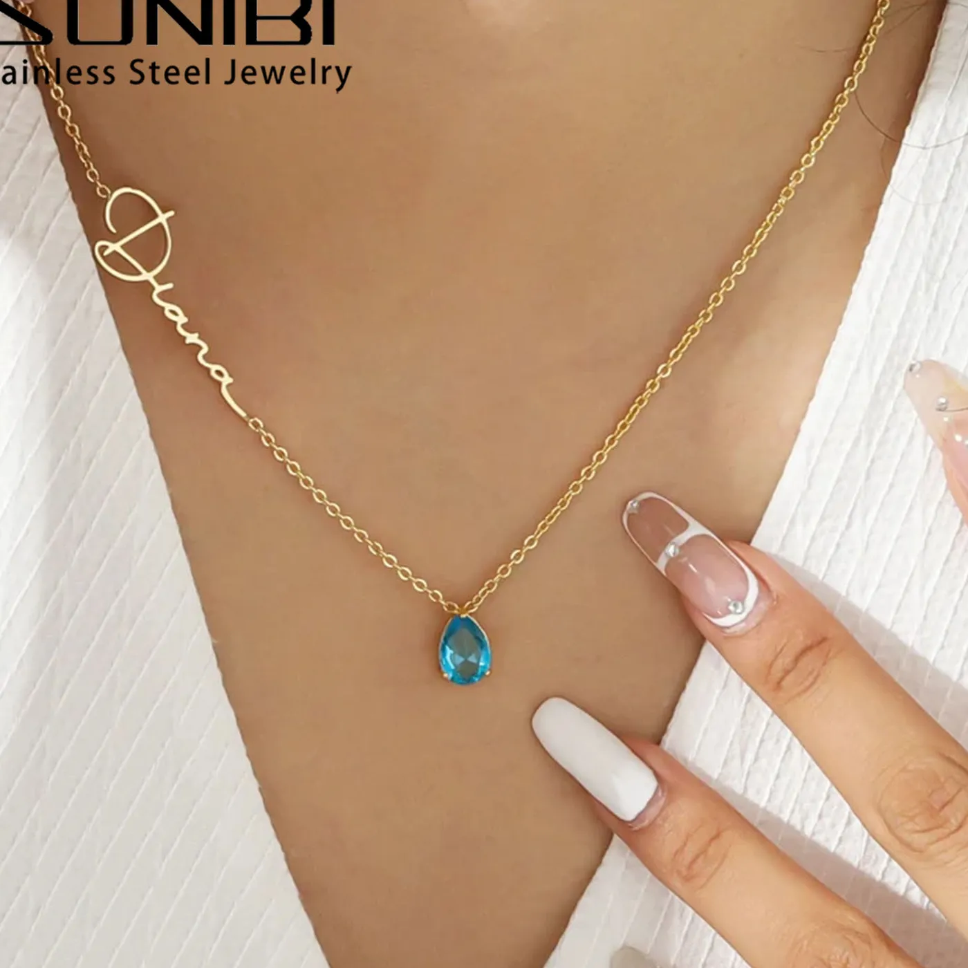 Authentic Custom Name Birthstone Necklace Personalized Jewelry Sideways Name Necklaces Women Birthday for Her Mothers Day
