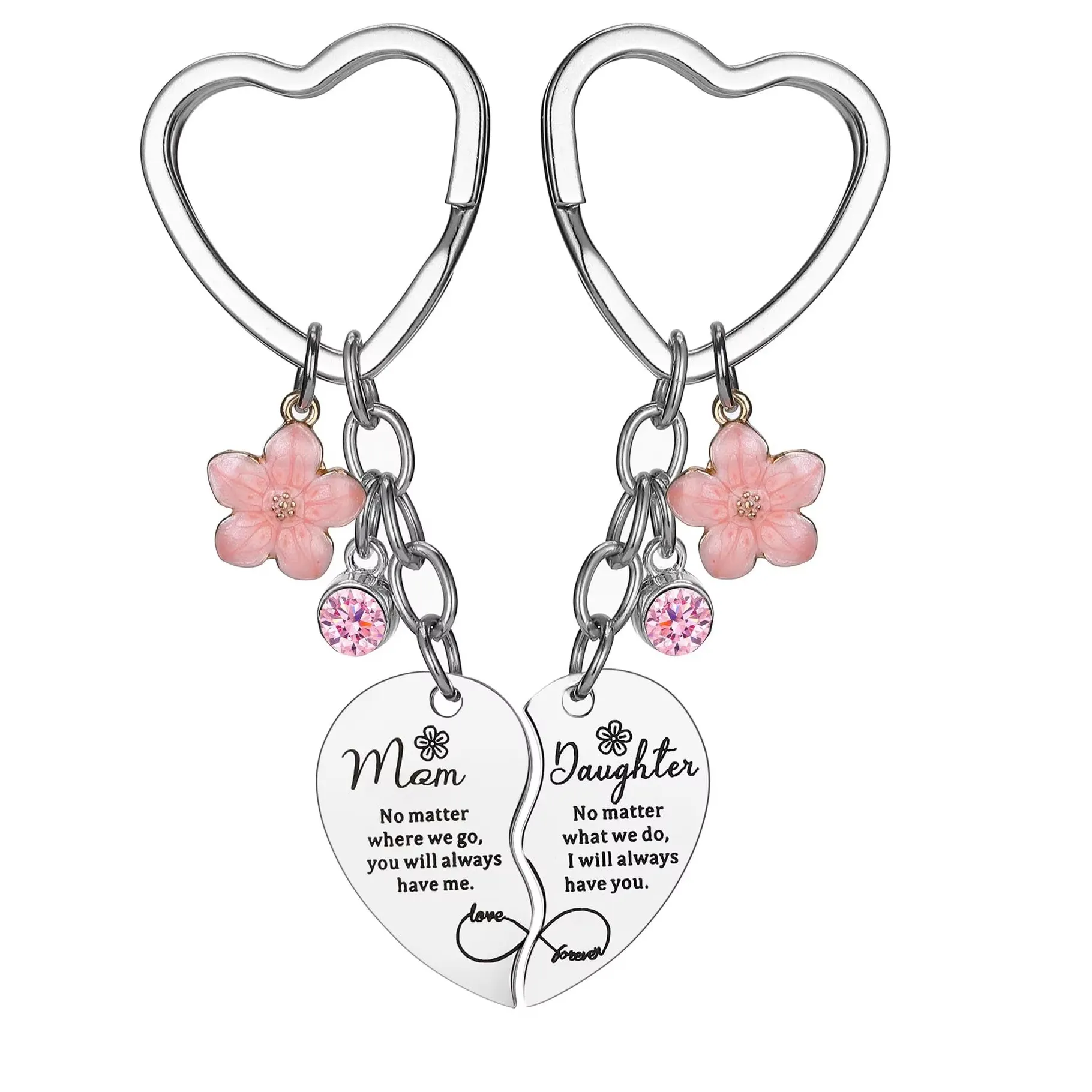 Authentic Mother's Day Recommendation, Heart-Shaped Mother-Daughter Keychain Set, 2 Pieces, Memorial for Mom and Daughter, Bag Charm, Bag Pendant Keychain, Keychain For Bags