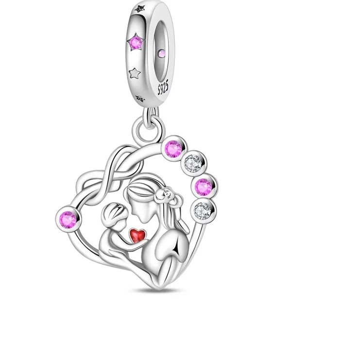 Authentic 925 Sterling Silver Popular Mother's Love Eternal Charms Pendant Fit Original Bracelet DIY Girls Mothers Day Anniversary