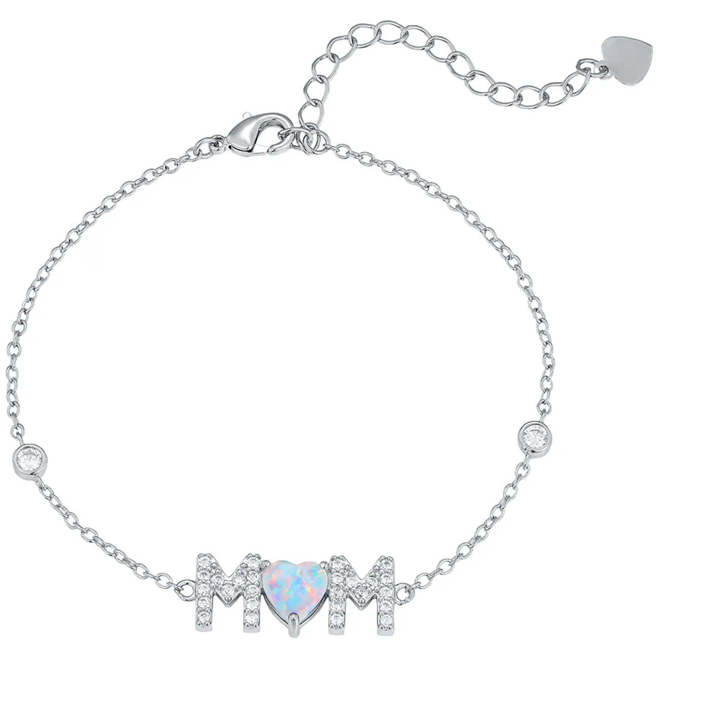 Authentic Gifts for Mother from Child,Family Love Jewelry,White Opal & Cubic Zircon,Sentimental MOM Bracelet Perfect for Mother's Day