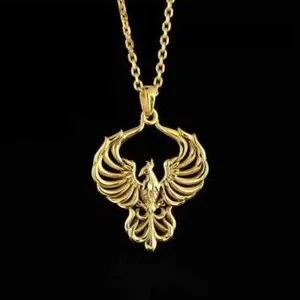 Authentic Phoenix Charm men's Pendant 14k Yellow Gold Plated Pure 925 Sterling Silver