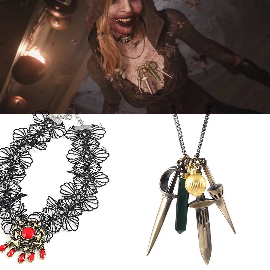 Authentic Lady Dimitrescu's Dark Allure - A Choker of Enchanted Lace