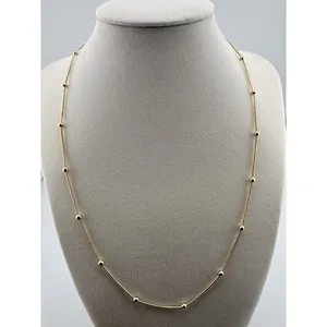 Authentic 14K Gold Plated Snake Chain 20" Necklace with Polished Bead Accents Minimalist