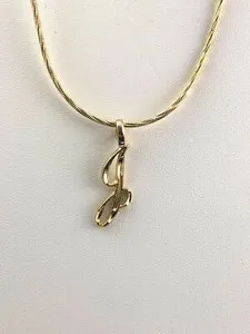 Authentic Initial Letter "J" Pendant Necklace with 24k Gold Plated 18" Chain