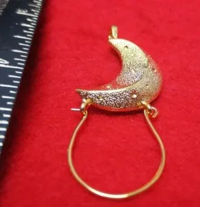 Authentic 14KT GOLD PLATED MOON CHARM HOLDER WITH A ROUND SPACER BEAD