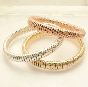 Authentic MEDIUM Technibond Tubogas Comfort Fit Bangle Bracelet 14K Gold Plated Silver HSN