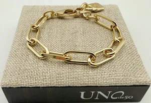 Authentic Uno de 50 SER BRAVE 18k Gold Plated Chain Link Bracelet Size Medium