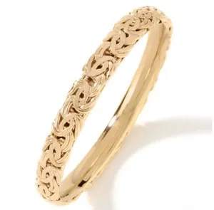 Authentic Technibond Byzantine Comfort Fit Bangle Bracelet 14K yellow Gold Plated Silver