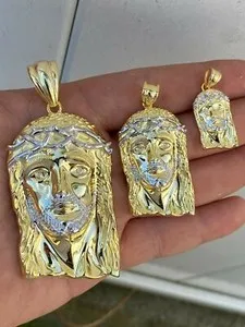 Authentic 14k Gold Plated 925 Silver Jesus Piece HIP HOP 0.1ct REAL Natural Diamond Iced