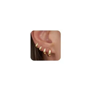 Authentic CHESKY 4 Pairs 14K Gold Plated Small, Medium, Large, gold plated
