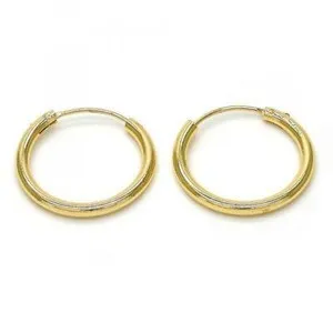 Authentic Medium Endless Real Gold Plated Round Hoop 14k Gold Layered 50mm Earrings