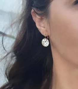 Authentic MEDIUM Round Bella Earrings Made with Swarovski Crystals Gold Plated Bezel Lever