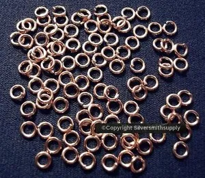 Authentic Medium Rose gold plated open jump rings 4mm dia. rnd wire 20 ga 100 pcs FPJ080
