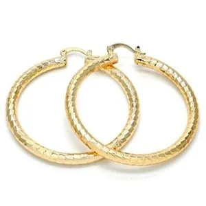 Authentic Women's Medium Real Gold Plated Round Hoop Earrings 14k Gold Layered (52mm)