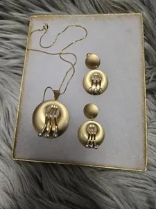 Authentic Gold Plated Jewelry Set With Free Chain Earrings And Pendant.Medium Size