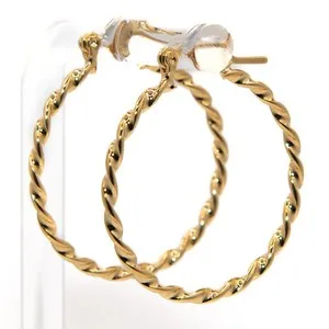 Authentic Medium 18K Gold Plated Hoop Earrings for Women Girls Hypoallergenic Lightweight