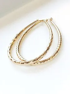 Authentic Women's Medium Real Gold Plated Oval Hoop Medium Oval Hoops Earrings