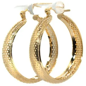 Authentic Medium 18K Gold Plated Hoop Earrings for Women Girls Hypoallergenic Lightweight