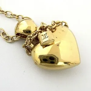 Authentic LOUIS VUITTON Pendentif Love Lock Necklace Pendant Gold Plated Used Japan