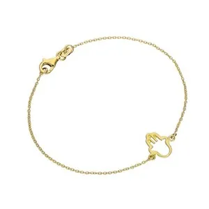 Authentic Gold Plated Sterling Silver Hamsa Hand 7 Inch Bracelet Ward