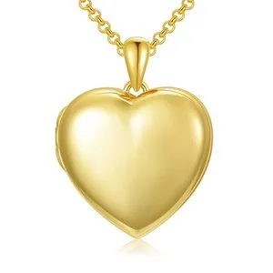 Authentic 18k Gold Plated Silver Minimalist Style Blank Heart Locket Necklace That Hold...