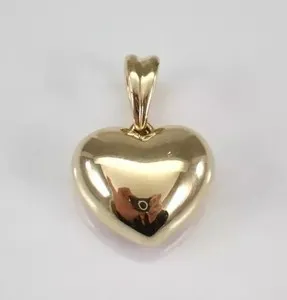 Authentic Vintage Puffy Heart Charm Women's Pendant 14K Yellow Gold Plated Silver