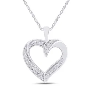 Authentic Heart Pendant & Necklace 4K Gold Plated Silver Diamond Accent w/18" Chain