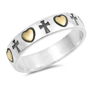 Authentic Eternal Heart Cross Talisman – Gold‑Plated Promise Ring of Love & Protection