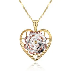 Authentic Yellow Rose Gold Plated Necklace Pendant Heart 19 Inches 1MM Lobster B280