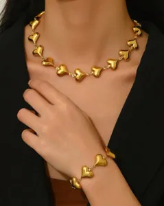 Authentic Chain Necklace and Bracelet multi-heart gold Plated