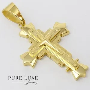 Authentic Men's 75mm CROSS Big Pendant Gold plated Box