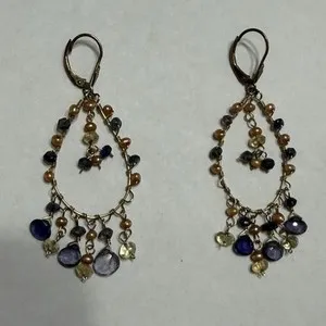 Authentic Celestial Radiance Chandelier Earrings - Auric Harmony Multi-Gemstone Talismans