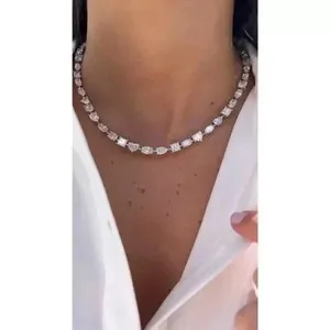 Authentic 42 Ctw Simulated Multi-cut Diamond 14k White Gold Plated Tennis Necklace