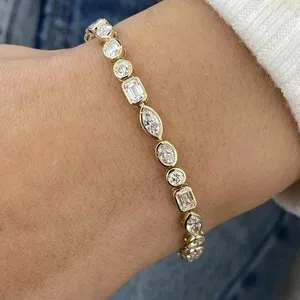 Authentic Celestial Radiance Multi-Shape Diamond Tennis Bracelet - Vessel of Infinite Light