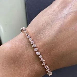 Authentic 9.5 Ctw Multi-cut Created Diamond Tennis Bracelet 14K Rose Gold Plated 7.5 Inch