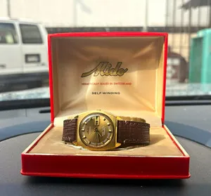 Authentic Mido Multi Star Datoday Automatic Day/Date Swiss Gold Plated Cushion Box