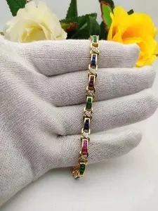 Authentic The Celestial Radiance Princess Cut Gemstone Tennis Bracelet