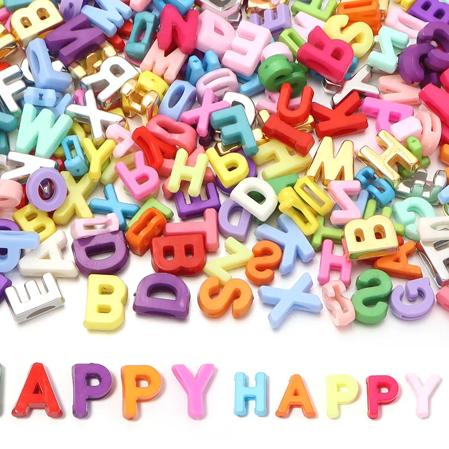 Authentic 45g/lot Multi Colors Letter Acrylic Beads Mixed Alphabet Loose Spacer Beads For Jewelry Making DIY Necklace Bracelet Accessories