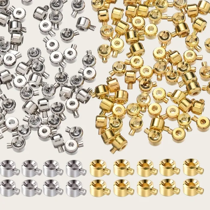 Authentic 20Pcs 3×4mm Position Clasp Buckles Equipped with Bead Caps Multi-use Connectors for DIY Beaded Bracelet Necklace Jewelry