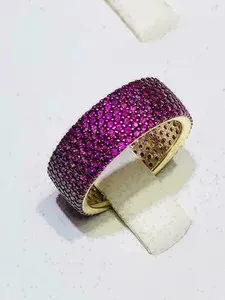 Authentic 2CT Round Full Eternity Lab-Created Pink Ruby Wedding Band Ring 14K Gold Plated